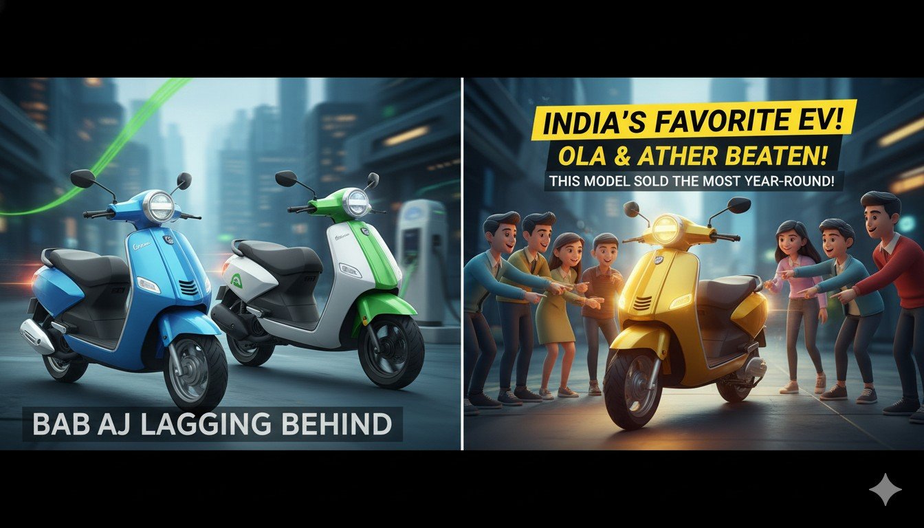 2025 इलेक्ट्रिक टू-व्हीलर बिक्री में TVS और Bajaj की लीडरशिप दिखाता ग्राफ