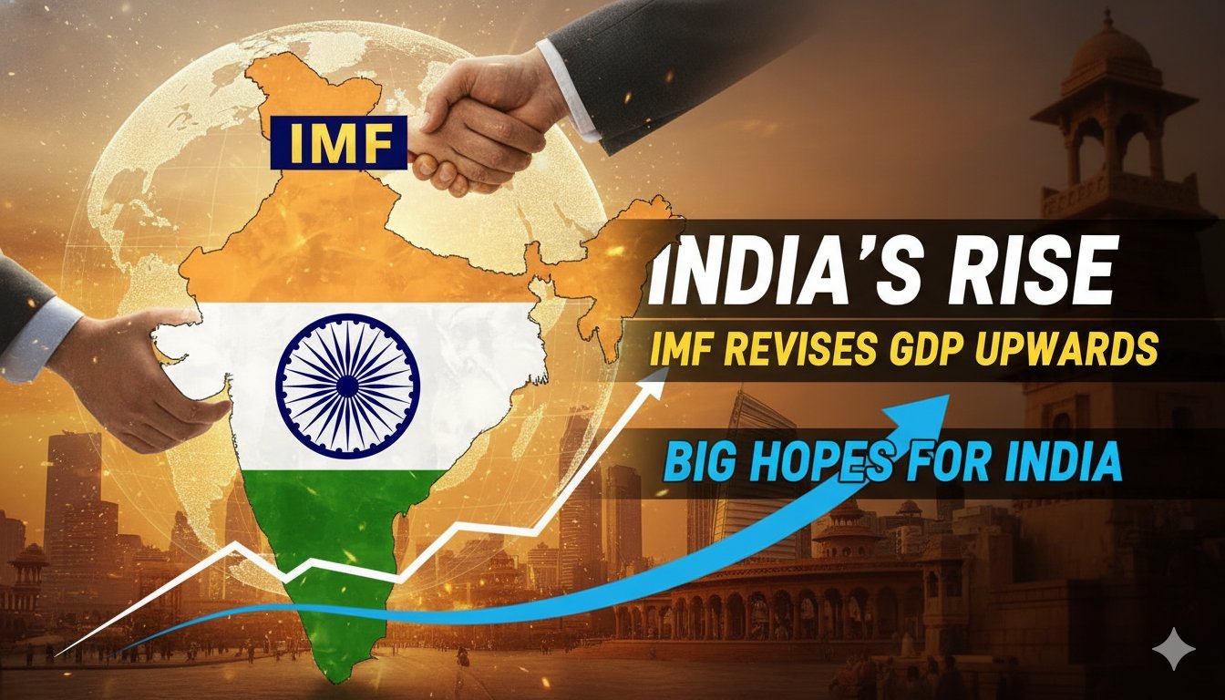 IMF लोगो के साथ भारत की GDP ग्रोथ चार्ट