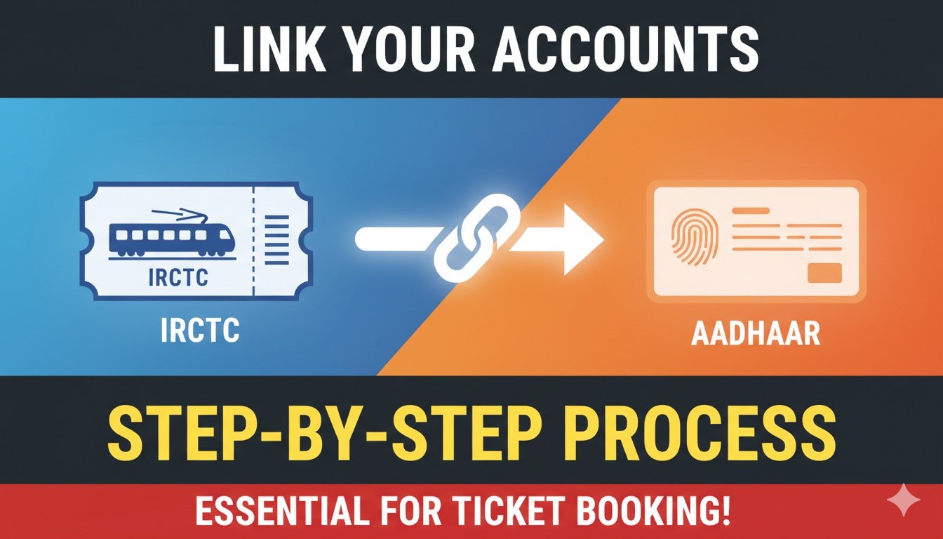 IRCTC ऐप पर आधार लिंकिंग प्रोसेस दिखाता स्क्रीनशॉट
