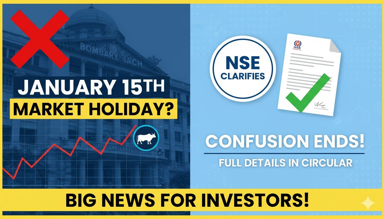 NSE स्टॉक एक्सचेंज की इमारत और ट्रेडिंग स्क्रीन का दृश्य