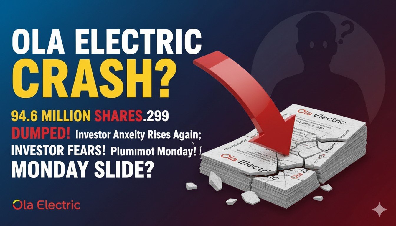 Ola Electric शेयर बिक्री पर SoftBank का लोगो और स्टॉक चार्ट