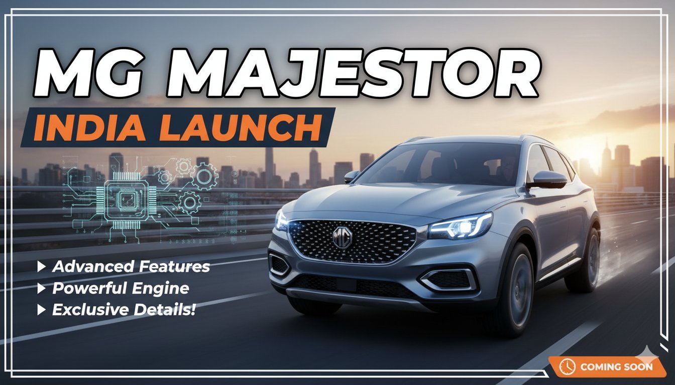 एमजी मेजेस्टर एसयूवी का फ्रंट व्यू टीजर इमेज