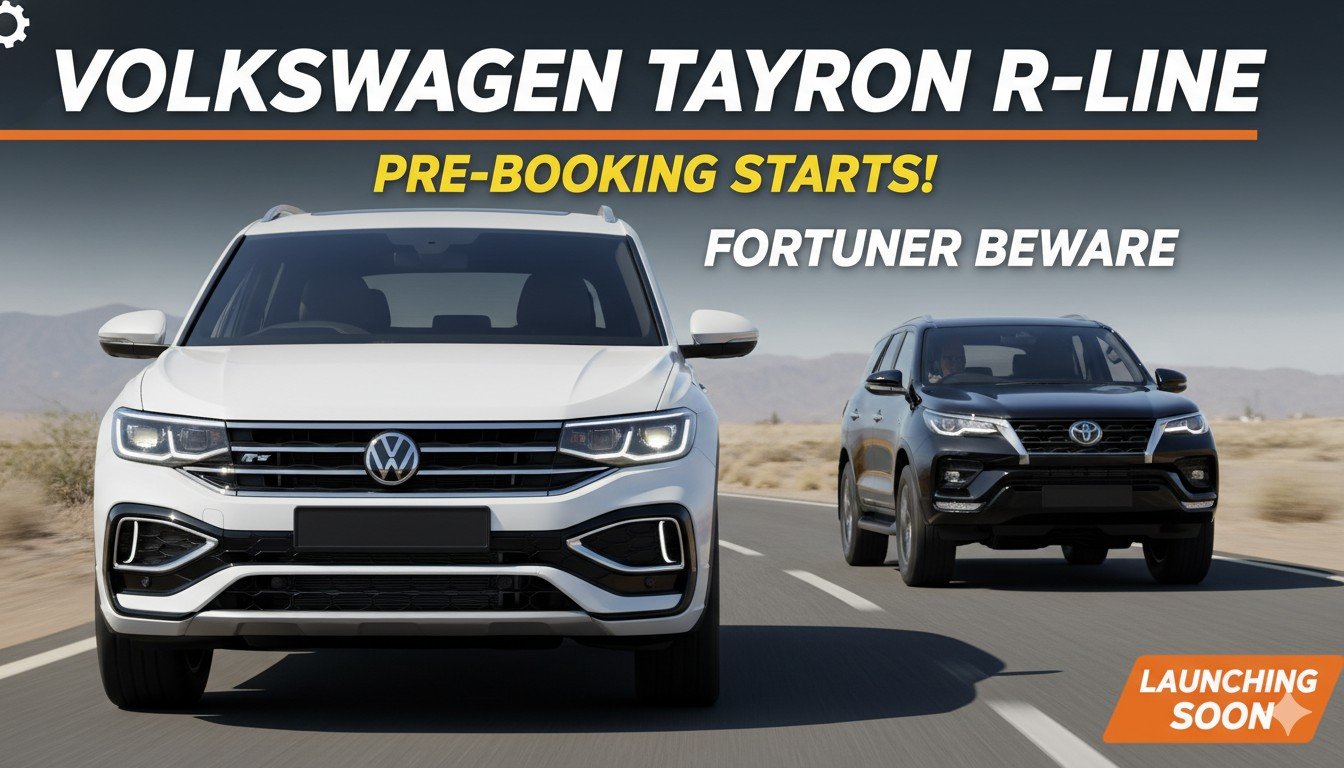 Volkswagen Tayron R-Line SUV फ्रंट व्यू, प्रीमियम 7-सीटर डिजाइन
