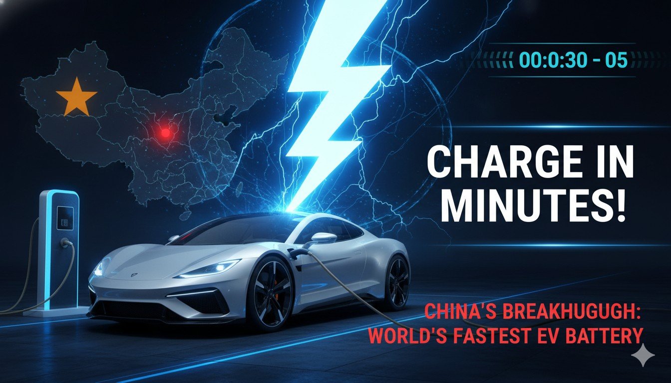 चीन की सबसे तेज चार्जिंग EV बैटरी CATL Shenxing Pro और BYD मेगावाट चार्जर दिखाते हुए इलेक्ट्रिक कार चार्जिंग का ग्राफिक