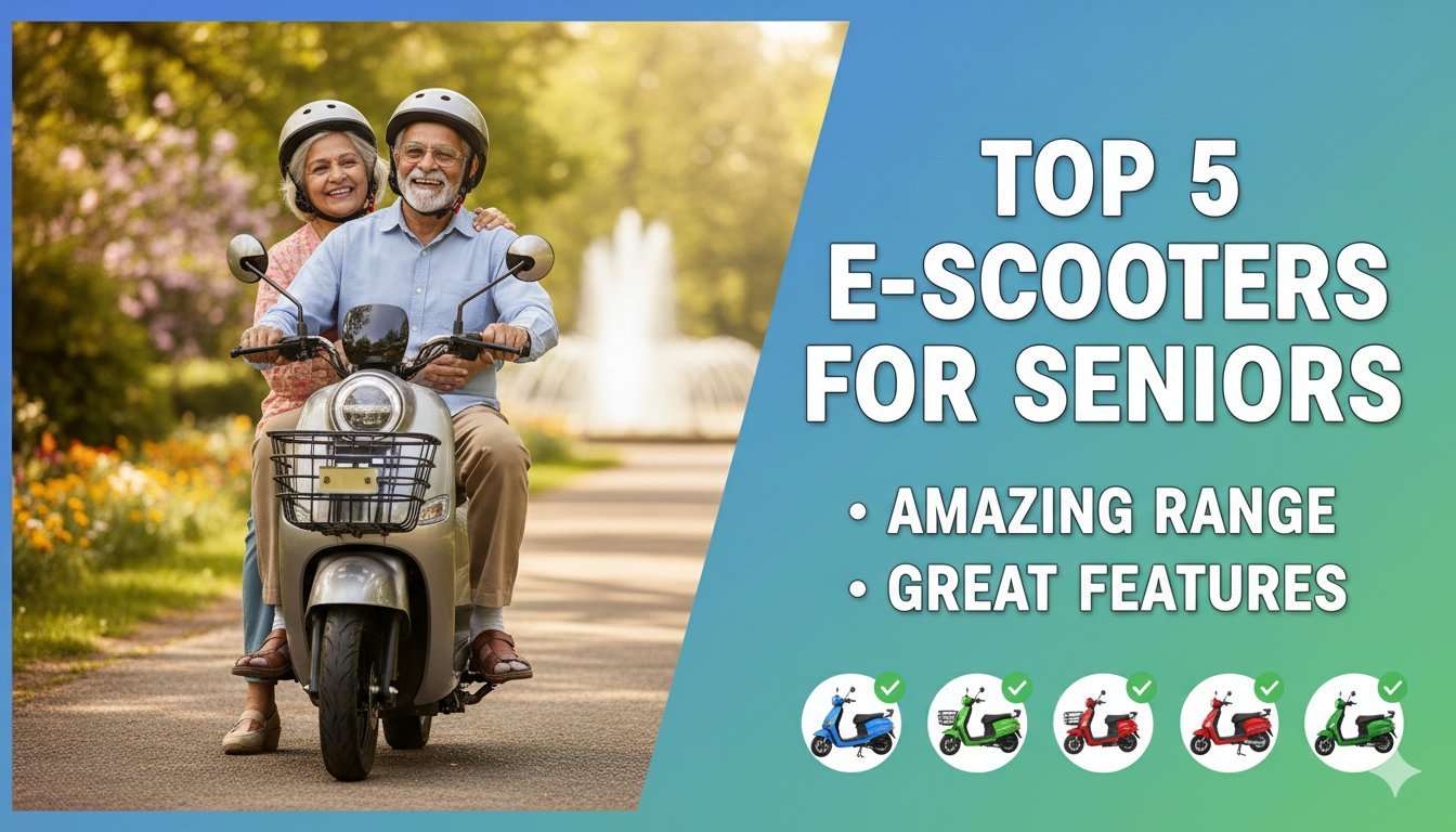 बुजुर्गों के लिए टॉप ई-स्कूटर मॉडल्स की इमेज, Honda Activa e और TVS iQube दिखाते हुए