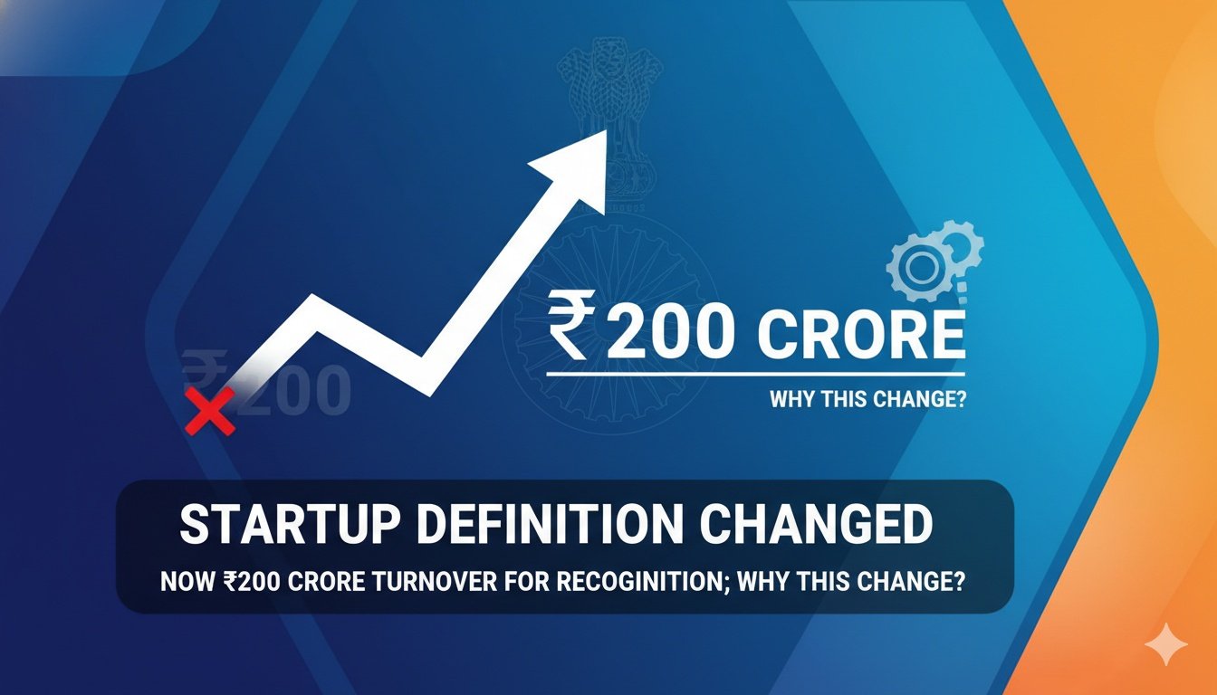 भारत सरकार द्वारा स्टार्टअप परिभाषा में बदलाव की घोषणा का इलस्ट्रेशन