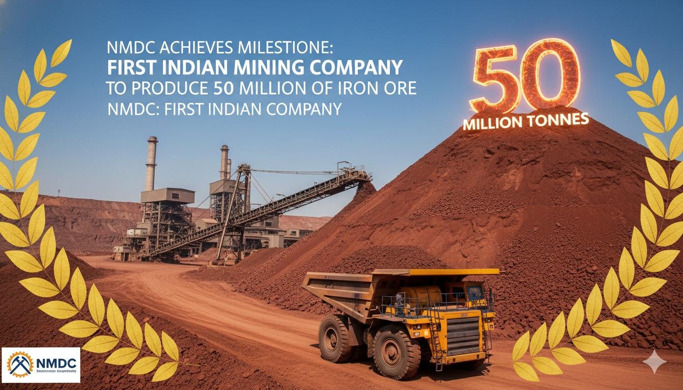 एनएमडीसी का 50 मिलियन टन लौह अयस्क उत्पादन मील का पत्थर, भारत की पहली खनन कंपनी