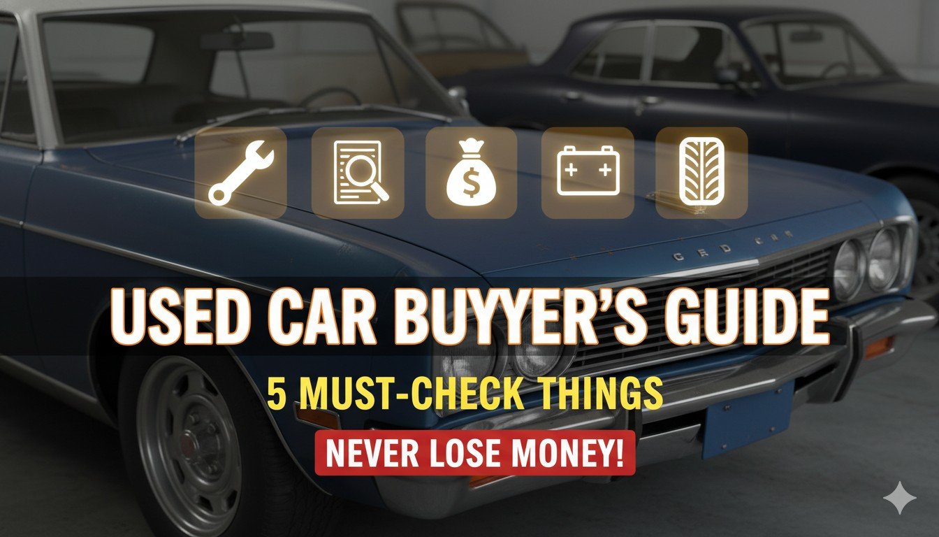 पुरानी कार की जांच करते हुए मैकेनिक, सेकंड हैंड कार खरीदने के टिप्स