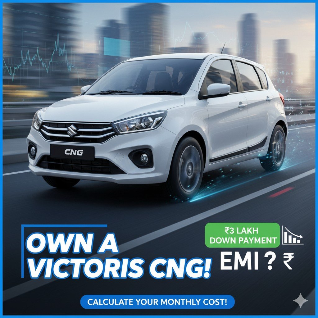 Maruti Suzuki Grand Vitara CNG SUV parked on road with front view showing grille and headlights